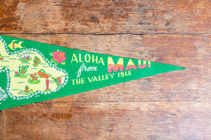 Maui Hawaii Green Felt Pennant Vintage Wall Decor - Eagle's Eye Finds