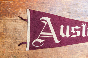 Austin Texas Maroon Felt Pennant Large Vintage Wall Decor - Eagle's Eye Finds