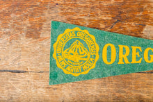 Load image into Gallery viewer, University of Oregon Mini Felt Pennant Vintage Green College Wall Decor - Eagle&#39;s Eye Finds
