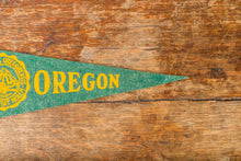 Load image into Gallery viewer, University of Oregon Mini Felt Pennant Vintage Green College Wall Decor - Eagle&#39;s Eye Finds
