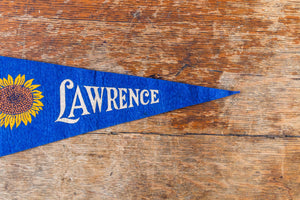Lawrence Kansas Sunflower Felt Pennant Vintage Blue KS Wall Hanging Decor - Eagle's Eye Finds