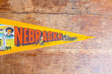 Load image into Gallery viewer, Nebraska State Orange Felt Pennant Vintage - Eagle&#39;s Eye Finds
