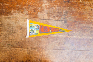 Nebraska State Orange Felt Pennant Vintage - Eagle's Eye Finds