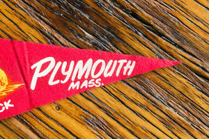 Plymouth Rock Massachusetts Red Felt Pennant Vintage Wall Decor - Eagle's Eye Finds
