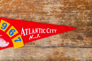 Atlantic City New Jersey 1967 Red Felt Pennant Vintage NJ Wall Decor - Eagle's Eye Finds