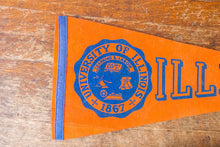 Load image into Gallery viewer, University of Illinois Felt Pennant Vintage Fighting Illini Wall Decor - Eagle&#39;s Eye Finds
