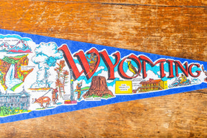Wyoming State Retro Felt Pennant Vintage Blue WY Wall Decor - Eagle's Eye Finds