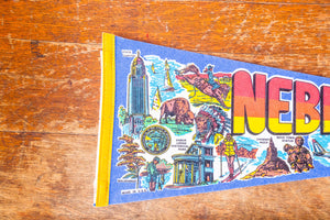 Nebraska State Retro Felt Pennant Vintage Blue NE Wall Decor - Eagle's Eye Finds