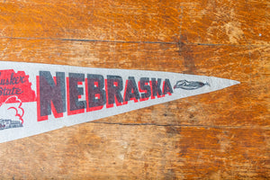 Nebraska State Gray Felt Pennant Vintage NE Wall Decor - Eagle's Eye Finds