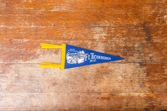 Fort Ticonderoga New York Blue Felt Pennant Vintage Wall Decor - Eagle's Eye Finds