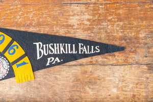 1961 Bushkill Falls Pennsylvania Felt Pennant Vintage Black PA Wall Decor - Eagle's Eye Finds