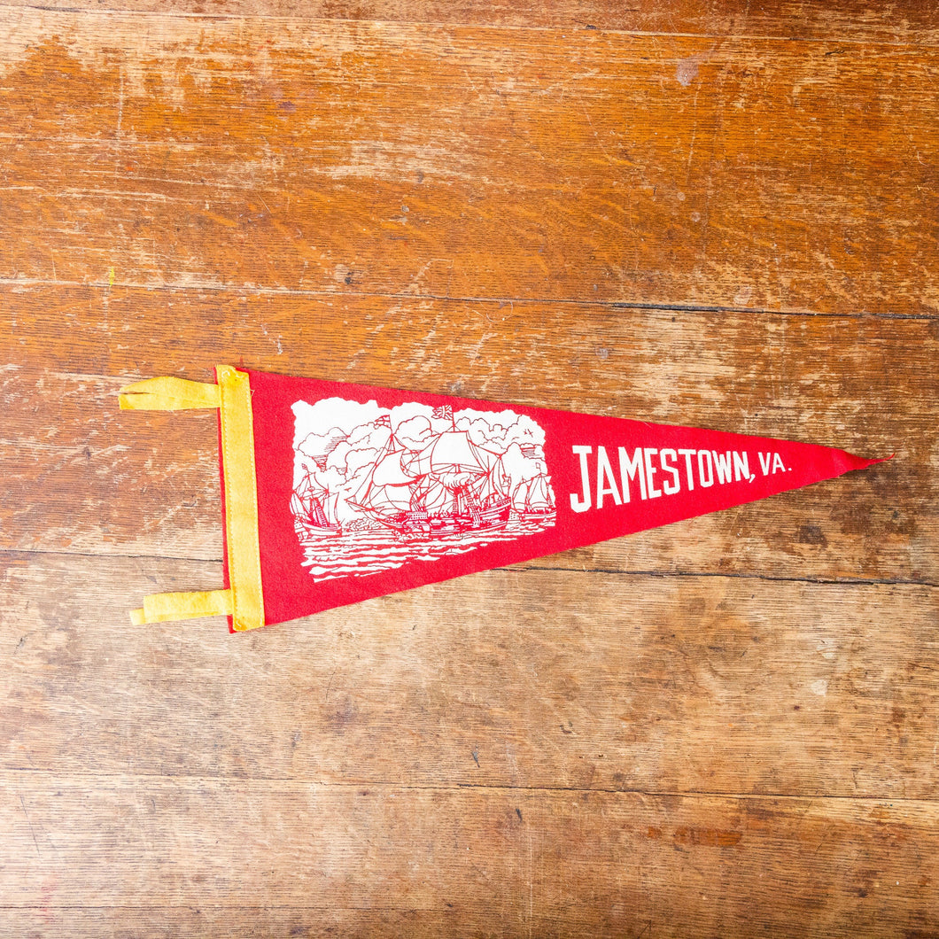 Jamestown Virginia Felt Pennant Vintage Red Wall Hanging Decor - Eagle's Eye Finds
