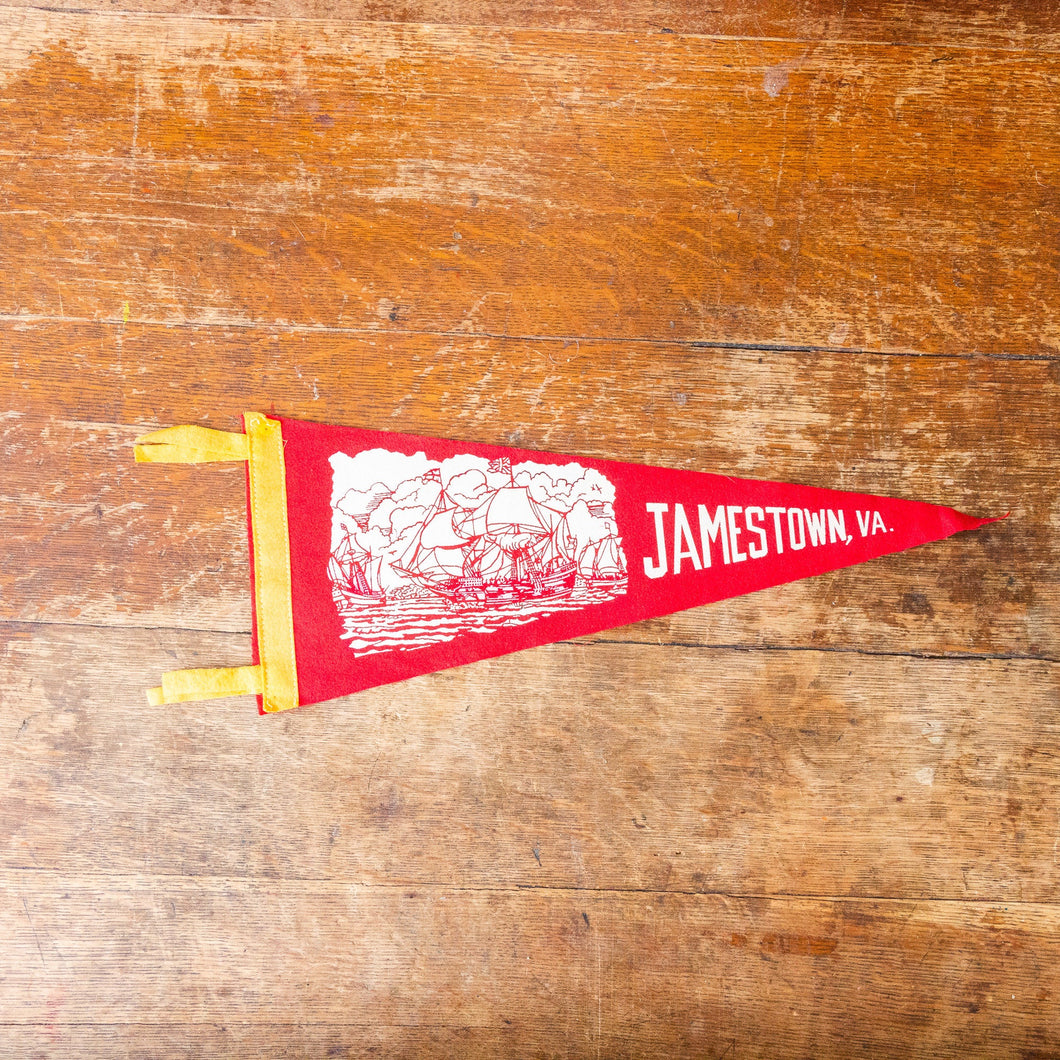 Jamestown Virginia Felt Pennant Vintage Red Wall Hanging Decor - Eagle's Eye Finds