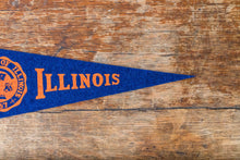 Load image into Gallery viewer, University of Illinois Blue Felt Pennant Vintage Mini College Wall Decor - Eagle&#39;s Eye Finds
