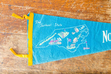Load image into Gallery viewer, North Carolina State Felt Pennant Vintage Blue NC Wall Decor - Eagle&#39;s Eye Finds
