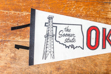 Load image into Gallery viewer, State of Oklahoma White Felt Pennant Vintage OK Wall Decor - Eagle&#39;s Eye Finds
