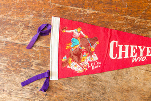 Cheyenne Wyoming Red Felt Pennant Vintage WY Wall Decor - Eagle's Eye Finds