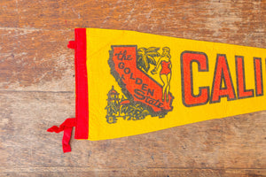 California State Felt Pennant Vintage Yellow CA Wall Decor - Eagle's Eye Finds