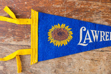 Load image into Gallery viewer, Lawrence Kansas Sunflower Felt Pennant Vintage Blue KS Wall Hanging Decor - Eagle&#39;s Eye Finds
