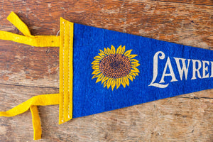 Lawrence Kansas Sunflower Felt Pennant Vintage Blue KS Wall Hanging Decor - Eagle's Eye Finds