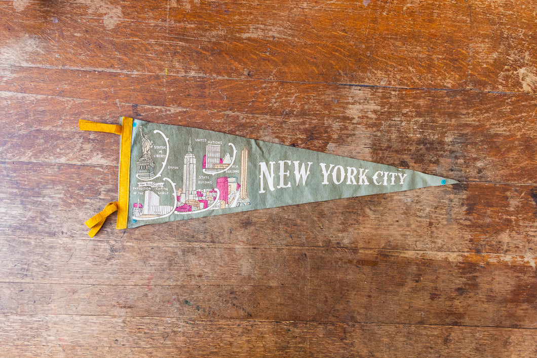 New York Gray Felt Pennant Vintage NY Wall Decor - Eagle's Eye Finds