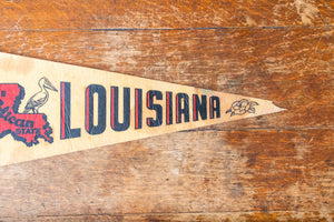 Louisiana State Felt Pennant Vintage Beige LA Wall Decor - Eagle's Eye Finds