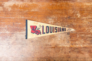 Louisiana State Felt Pennant Vintage Beige LA Wall Decor - Eagle's Eye Finds