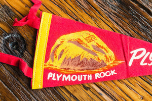 Plymouth Rock Massachusetts Red Felt Pennant Vintage Wall Decor - Eagle's Eye Finds