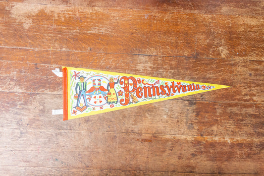 Pennsylvania Dutch Retro Felt Pennant Vintage Yellow PA State Wall Decor - Eagle's Eye Finds