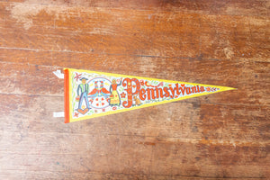 Pennsylvania Dutch Retro Felt Pennant Vintage Yellow PA State Wall Decor - Eagle's Eye Finds