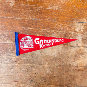 Greensburg Kansas Felt Pennant Vintage Red KS Wall Hanging Decor - Eagle's Eye Finds