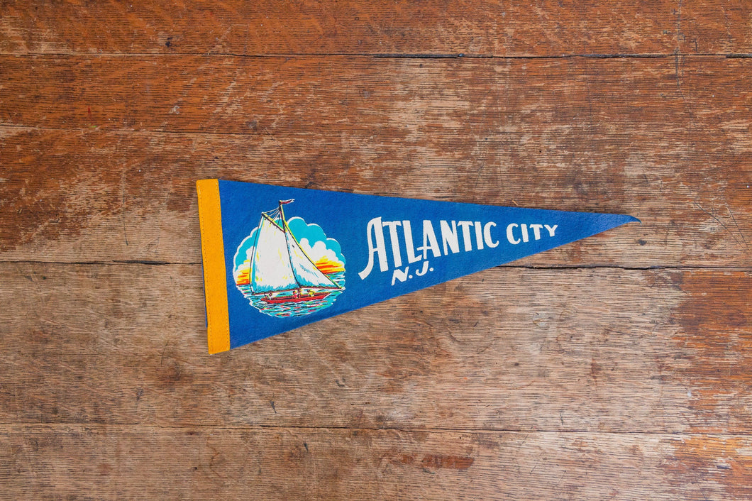 Atlantic City New Jersey Felt Pennant Vintage Nautical Wall Decor - Eagle's Eye Finds