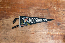 Load image into Gallery viewer, Moosomin Saskachewan Black Felt Pennant Vintage Canada Wall Decor - Eagle&#39;s Eye Finds
