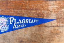 Load image into Gallery viewer, Flagstaff Arizona Felt Pennant Vintage Blue AZ Wall Decor - Eagle&#39;s Eye Finds
