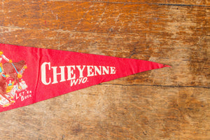 Cheyenne Wyoming Red Felt Pennant Vintage WY Wall Decor - Eagle's Eye Finds