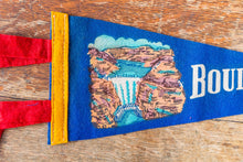 Load image into Gallery viewer, Boulder Dam Nevada Arizona Felt Pennant Vintage Blue Hoover Dam Souvenir - Eagle&#39;s Eye Finds

