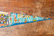 Load image into Gallery viewer, Pennsylvania Dutch Retro Felt Pennant Vintage Blue PA Wall Decor - Eagle&#39;s Eye Finds
