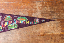 Load image into Gallery viewer, Great Smoky Mountains National Park Felt Pennant Vintage Maroon Wall Decor - Eagle&#39;s Eye Finds
