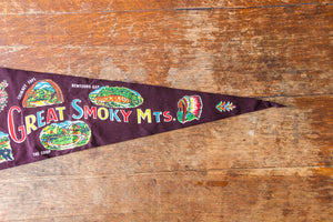 Great Smoky Mountains National Park Felt Pennant Vintage Maroon Wall Decor - Eagle's Eye Finds