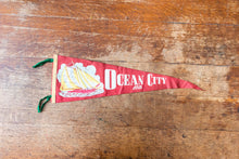 Load image into Gallery viewer, Ocean City Maryland Felt Pennant Vintage Red Nautical Wall Decor - Eagle&#39;s Eye Finds
