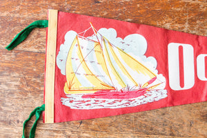 Ocean City Maryland Felt Pennant Vintage Red Nautical Wall Decor - Eagle's Eye Finds