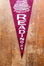 Load image into Gallery viewer, Reading PA Pagoda Maroon Felt Pennant Large Vintage Pennsylvania Wall Decor - Eagle&#39;s Eye Finds
