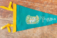 Load image into Gallery viewer, Pueblo Colorado Felt Pennant Vintage Turquoise CO Wall Decor - Eagle&#39;s Eye Finds
