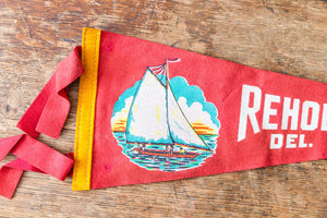 Rehoboth Delaware Red Felt Pennant Vintage Nautical Wall Decor - Eagle's Eye Finds