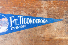 Load image into Gallery viewer, Ft. Ticonderoga New York Felt Pennant Vintage Blue Wall Decor - Eagle&#39;s Eye Finds
