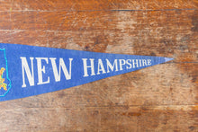Load image into Gallery viewer, New Hampshire Blue Felt Pennant Vintage NH Wall Decor - Eagle&#39;s Eye Finds
