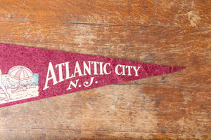 Atlantic City New Jersey Maroon Felt Pennant Vintage Beach Wall Decor - Eagle's Eye Finds