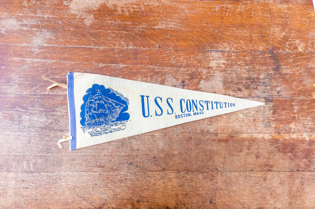 USS Constitution Felt Pennant Vintage Boston Mass. Wall Decor - Eagle's Eye Finds