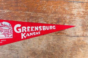 Greensburg Kansas Felt Pennant Vintage Red KS Wall Hanging Decor - Eagle's Eye Finds