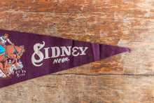 Load image into Gallery viewer, Sydney Nebraska Maroon Felt Pennant Vintage NE Wall Decor - Eagle&#39;s Eye Finds
